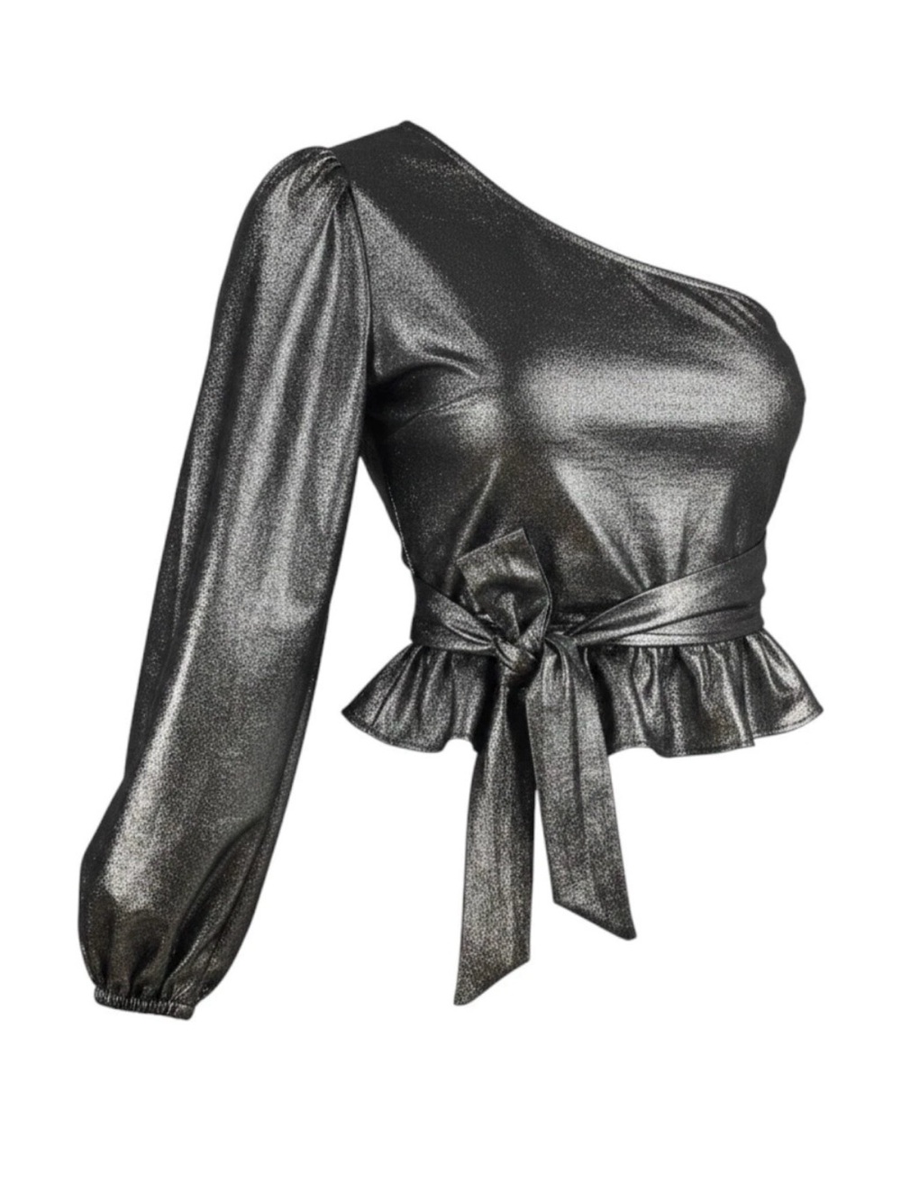 Show Me Your MUMU one shoulder metallic peplum top sz M